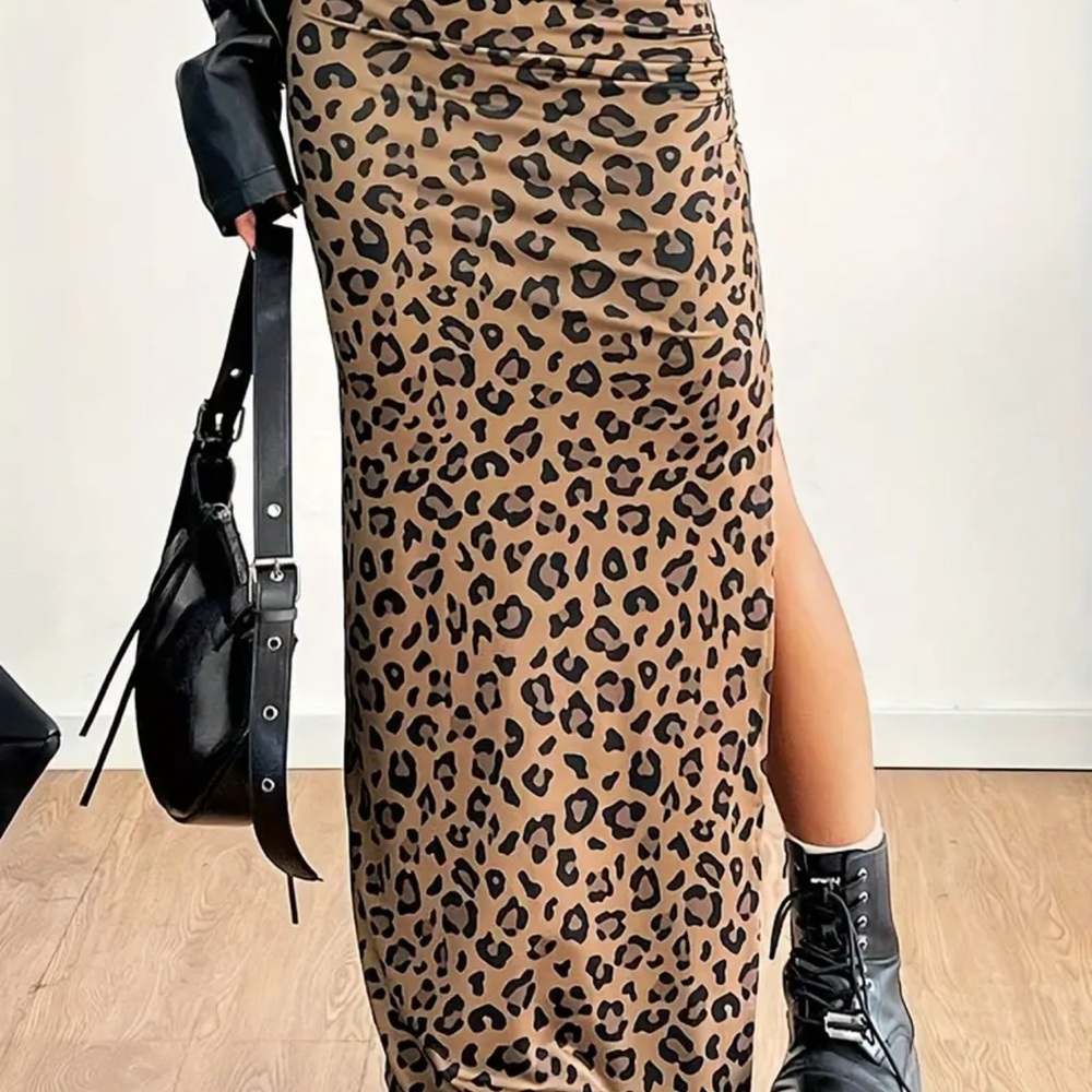Leopard Print Maxi Skirt NWOT